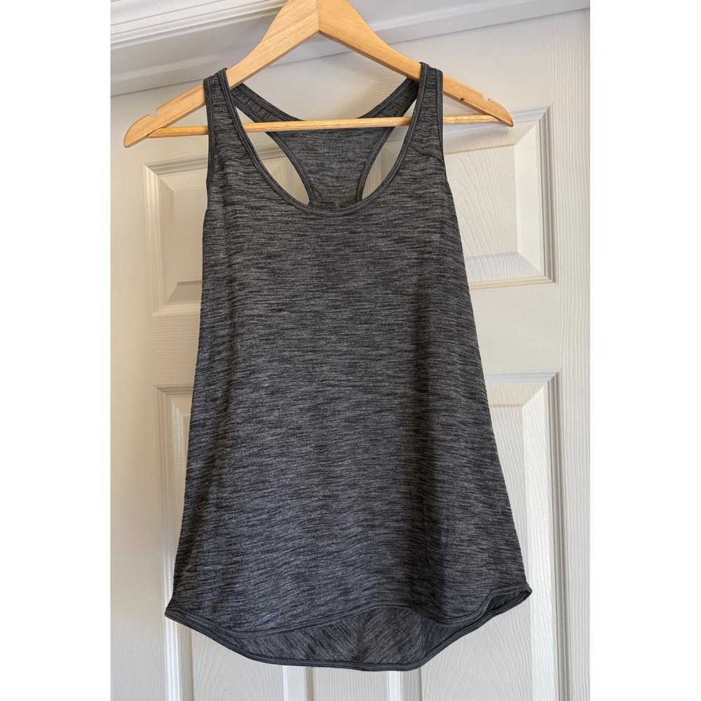Lululemon Tank Top Womens 4 Grey Space Dye Pleated Racerback Scoop Neck Active